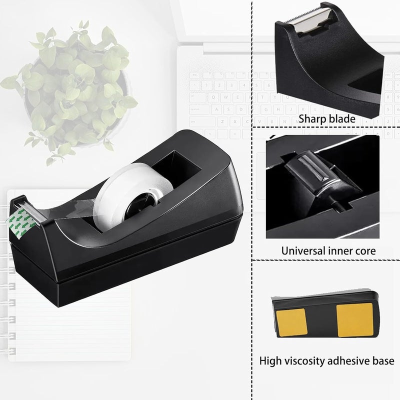 MJUNM Transparent Tape with Dispenser 6 Pack Tape Dispensers Desk unweighted Non Skid Base Desktop Dispenser Bulk for Office Home School - Image 2